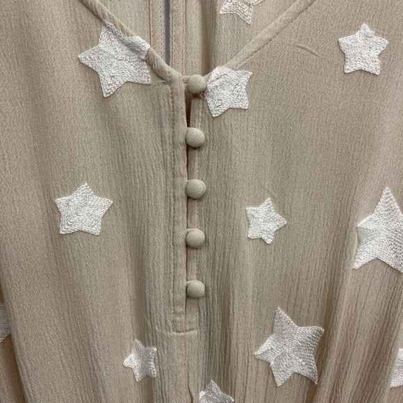 STORIA Embroidered Stars Ruffle Trip Romper Sz Small - Picture 7 of 11